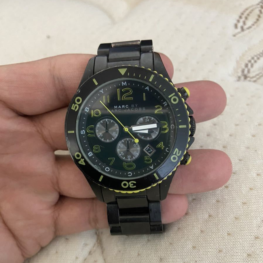  Shop Authentic Marc Jacobs Rock Chronograph Black Dial Black Steel Strap Watch for Men - MBM5026 - Luxxuri