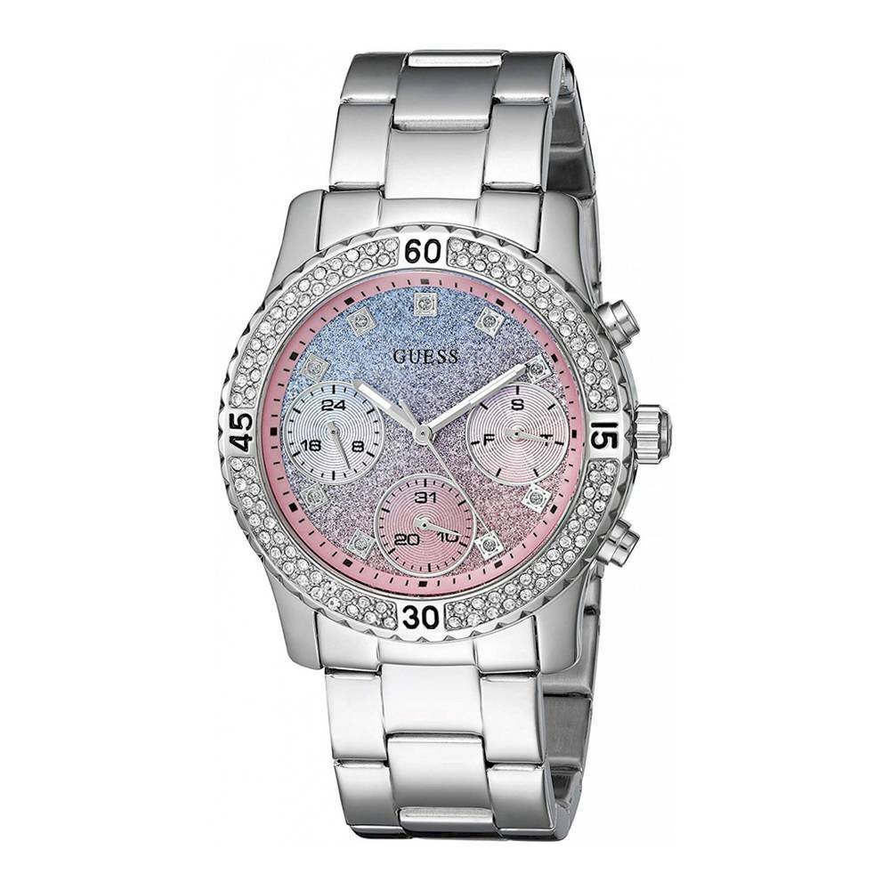 Shop Authentic Guess Confetti Multicolored Dial Silver Steel Strap Watch For Women - W0774L1 - Luxxuri