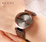  Shop Authentic Gucci Interlocking Iconic Brown Dial Brown Leather Strap Watch For Women - YA133207 - Luxxuri