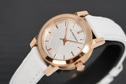  Shop Authentic Burberry The City White Dial White Leather Strap Watch for Women - BU9209 - Luxxuri