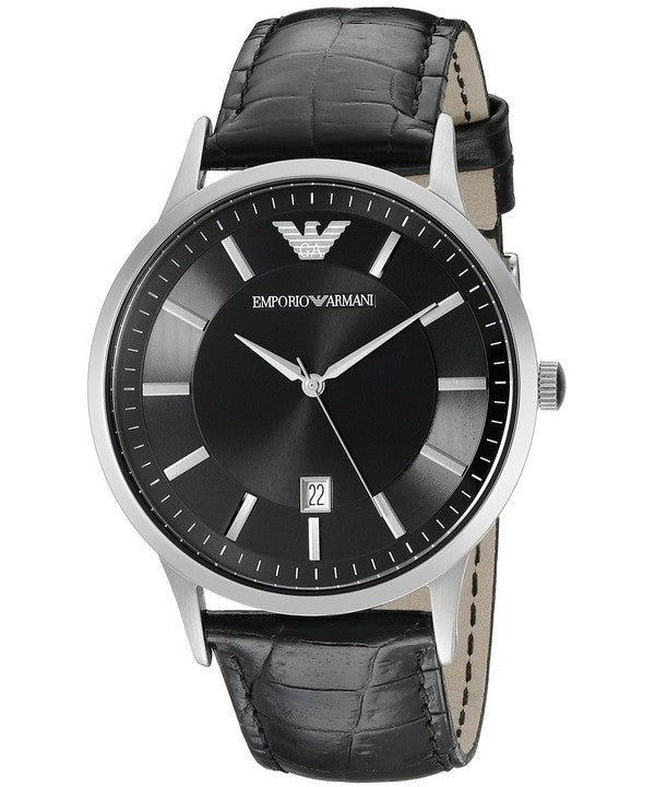  Shop Authentic Emporio Armani Renato Black Dial Leather Strap Watch For Men - AR2411 - Luxxuri