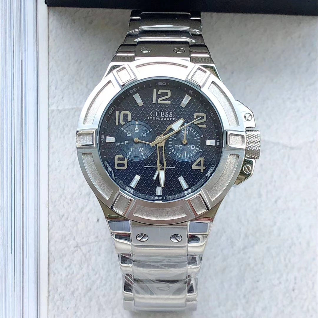  Shop Authentic Guess Rigor Quartz Black Dial Silver Steel Strap Watch For Men - W0218G2 - Luxxuri