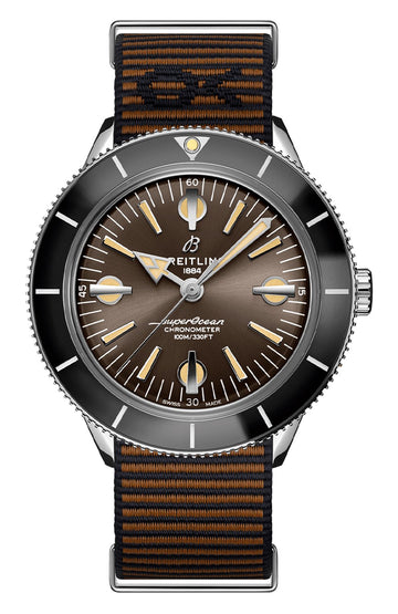  Shop Authentic Breitling Superocean Heritage '57 Outerknown Brown Dial Brown NATO Strap Watch for Men - A103703A1Q1W1 - Luxxuri
