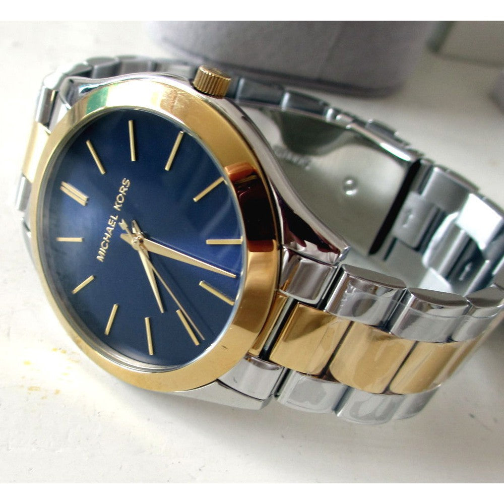  Shop Authentic Michael Kors Slim Runway Blue Dial Two Tone Steel Strap Watch for Women - MK3479 - Luxxuri