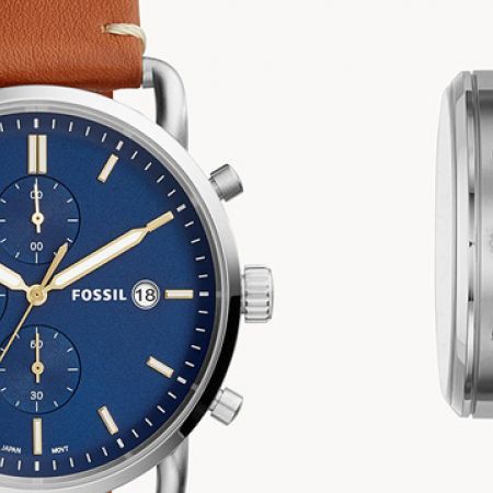  Shop Authentic Fossil The Commuter Blue Dial Brown Leather Strap Watch for Men - FS5401 - Luxxuri