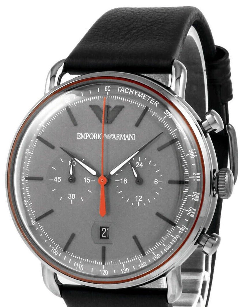  Shop Authentic Emporio Armani Aviator Grey Dial Grey Leather Strap Watch For Men - AR11168 - Luxxuri