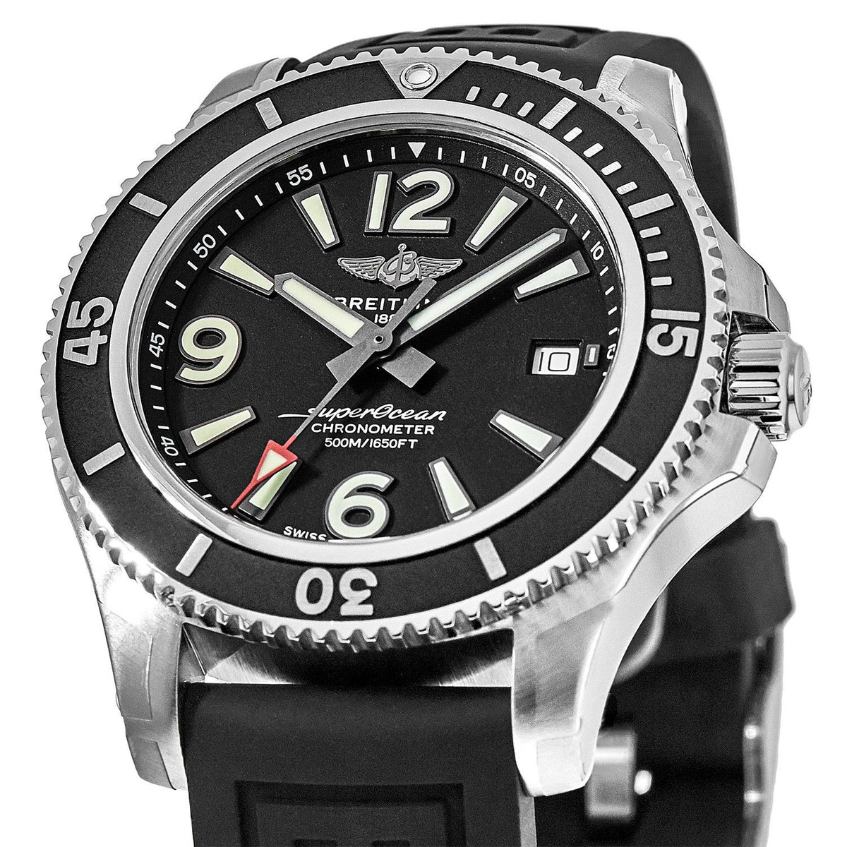  Shop Authentic Breitling Superocean II 44mm Black Dial Black Rubber Strap Watch for Men - A17367D71B1S2 - Luxxuri