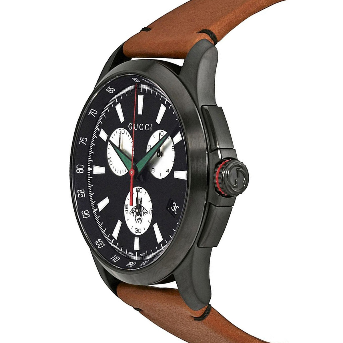  Shop Authentic Gucci G-Timeless Chronograph Black Dial Brown Leather Strap Watch For Men - YA126271 - Luxxuri