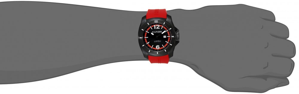  Shop Authentic Tommy Hilfiger Windsurf Black Dial Red Rubber Strap Watch for Men - 1791112 - Luxxuri