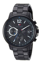  Shop Authentic Tommy Hilfiger London Chronograph Black Dial Black Steel Strap Watch for Men - 1791529 - Luxxuri