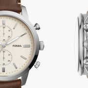  Shop Authentic Fossil Townsman Chronograph White Dial Brown Leather Strap Watch for Men - FS5350 - Luxxuri