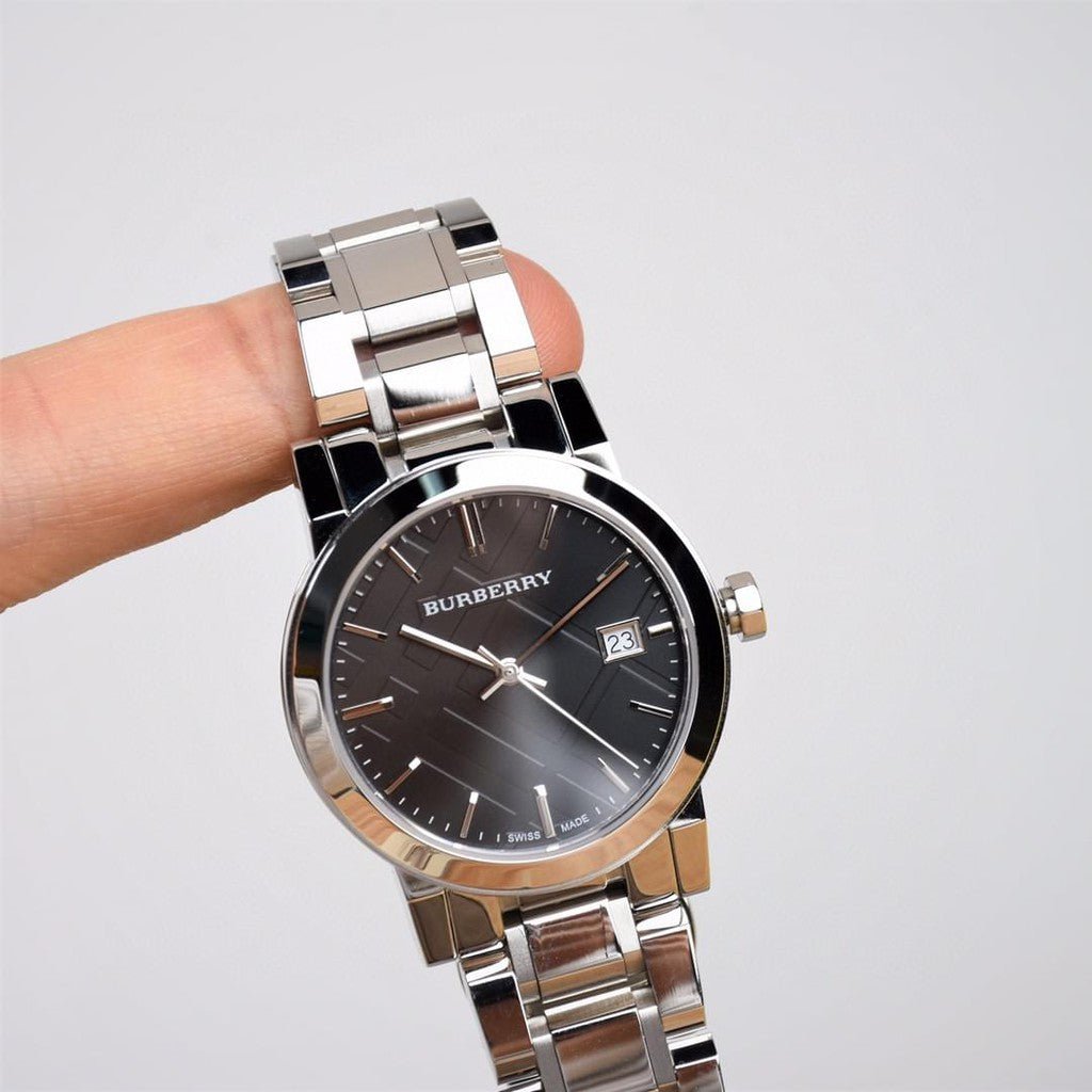  Shop Authentic Burberry The City Black Dial Silver Steel Strap Watch for Women - BU9101 - Luxxuri