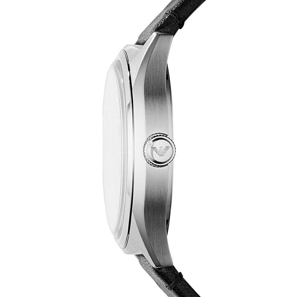  Shop Authentic Emporio Armani Meccanico White Skeleton Dial Black Leather Strap Watch For Men - AR60003 - Luxxuri