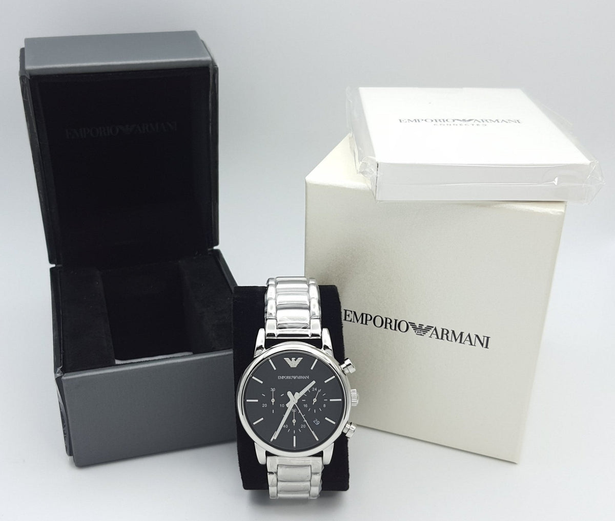 Shop Authentic Emporio Armani Chronograph Black Dial Silver Steel Strap Watch For Men - AR1853 - Luxxuri