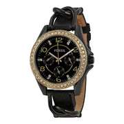  Shop Authentic Fossil Riley Black Dial Black Leather Strap Watch for Women - ES3696 - Luxxuri