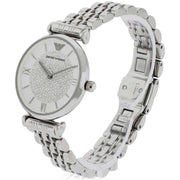  Shop Authentic Emporio Armani Gianni T Bar White Crystal Pave Dial Silver Stainless Steel Strap Watch For Women - AR1925 - Luxxuri