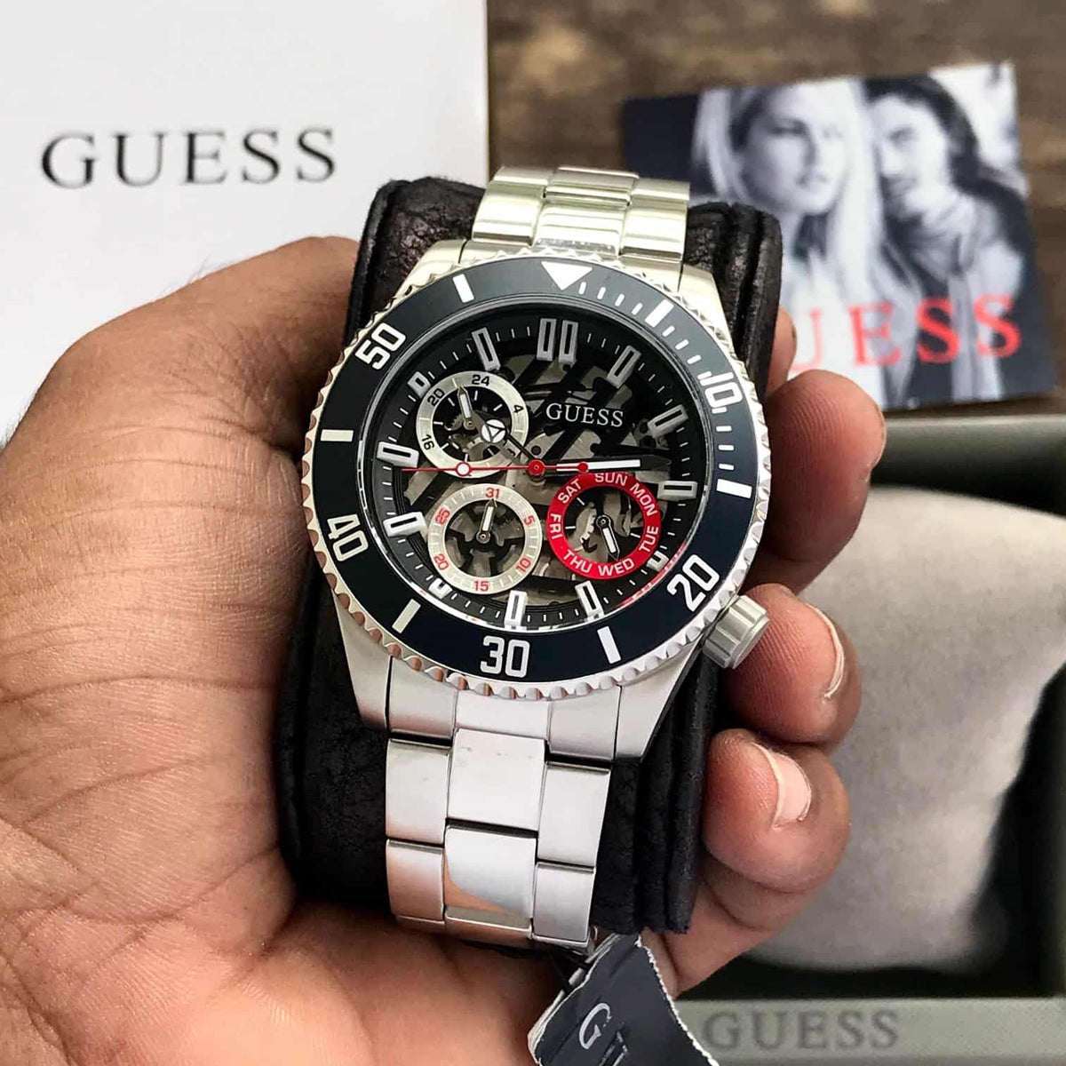  Shop Authentic Guess Axle Multifunction Black Dial Silver Steel Strap Watch For Men - GW0488G1 - Luxxuri