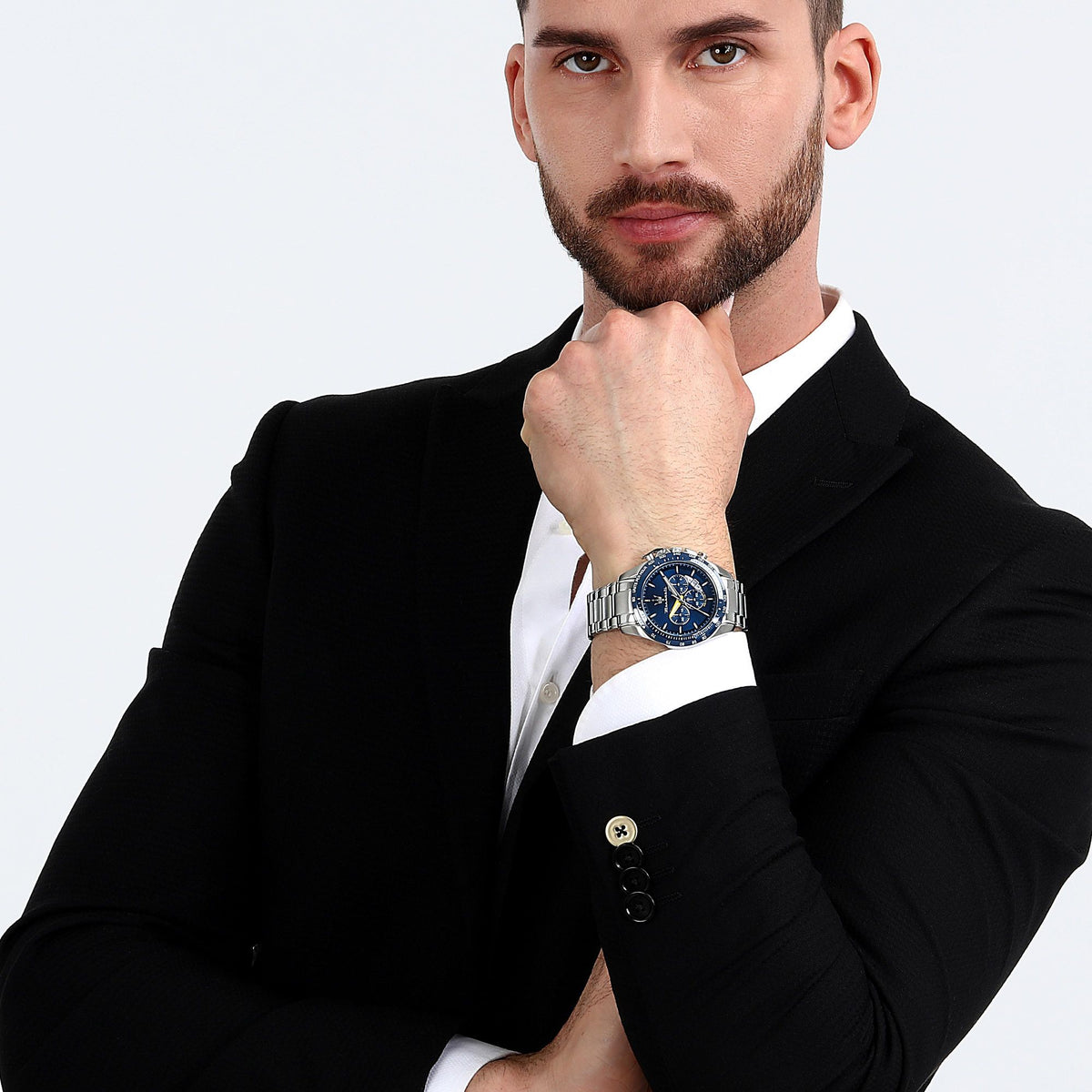  Shop Authentic Maserati Traguardo Chronograph Modena Edition Blue Dial Silver Steel Strap Watch For Men - R8871612039 - Luxxuri