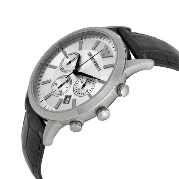  Shop Authentic Emporio Armani Classic Chronograph Silver Dial Black Leather Strap Watch For Men - AR2432 - Luxxuri