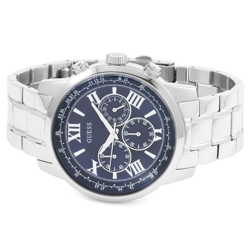  Shop Authentic Guess Horizon Chronograph Quartz Blue Dial Silver Steel Strap Watch for Men - W0379G3 - Luxxuri
