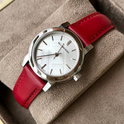  Shop Authentic Burberry The City Silver Dial Red Strap Watch for Women - BU9232 - Luxxuri