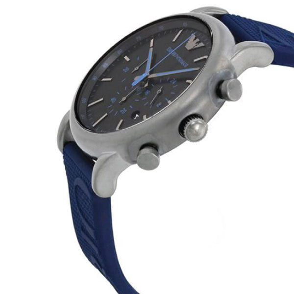  Shop Authentic Emporio Armani  Luigi Chronograph Black Dial Blue Rubber Strap Watch For Men - AR11023 - Luxxuri