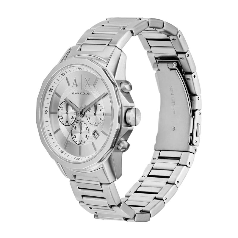  Shop Authentic Armani Exchange Outerbanks Chronograph Silver Dial Silver Steel Strap Watch For Men - AX7141 - Luxxuri