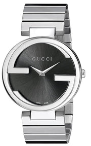  Shop Authentic Gucci G Interlocking Black Dial Silver Steel Strap Watch For Women - YA133307 - Luxxuri