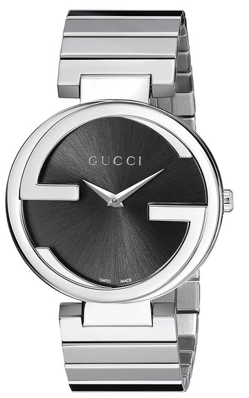  Shop Authentic Gucci G Interlocking Black Dial Silver Steel Strap Watch For Women - YA133307 - Luxxuri