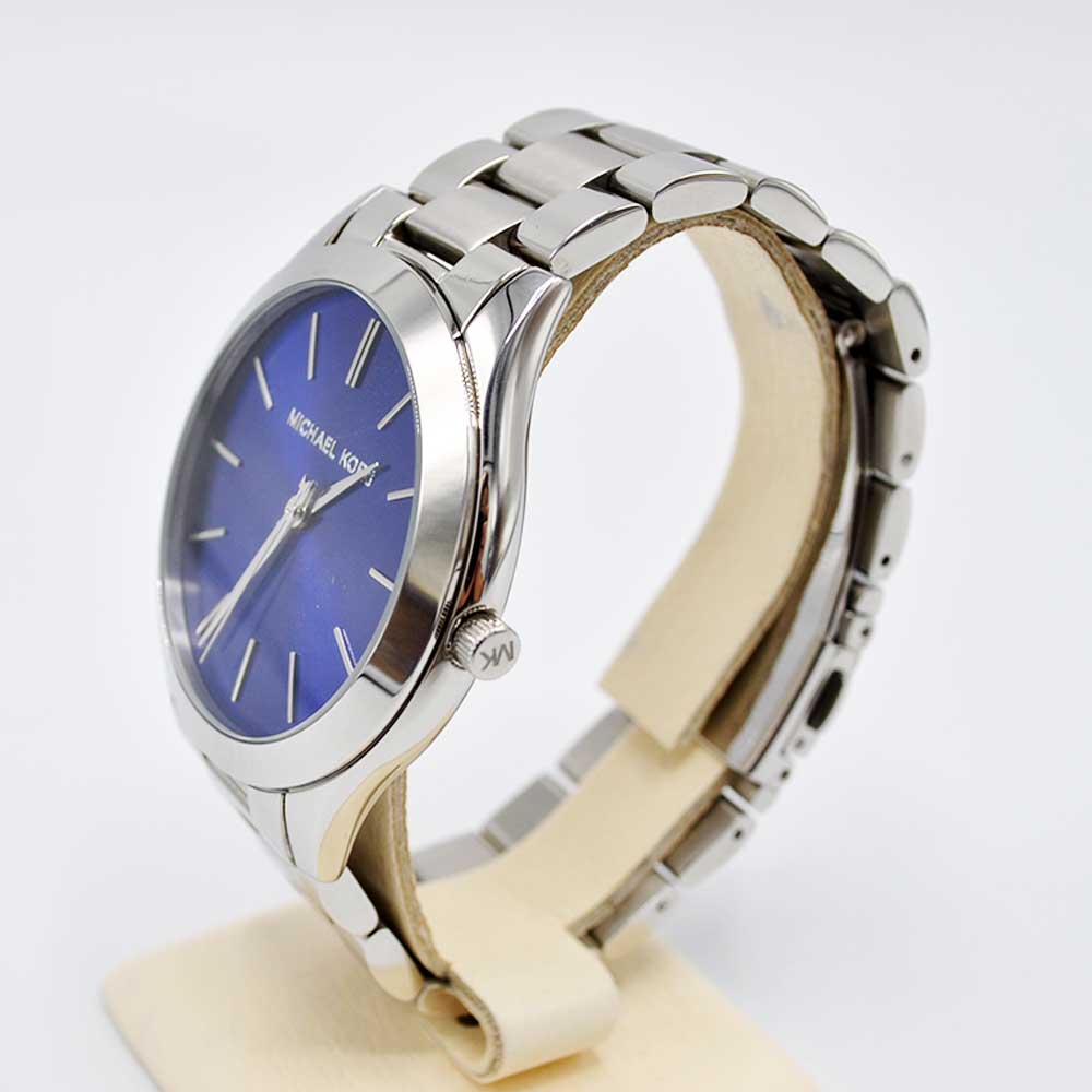  Shop Authentic Michael Kors Slim Runway Quartz Blue Dial Silver Steel Strap Watch For Women - MK3379 - Luxxuri