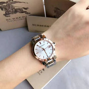  Shop Authentic Burberry The City White Dial Two Tone Steel Strap Watch for Women - BU9105 - Luxxuri
