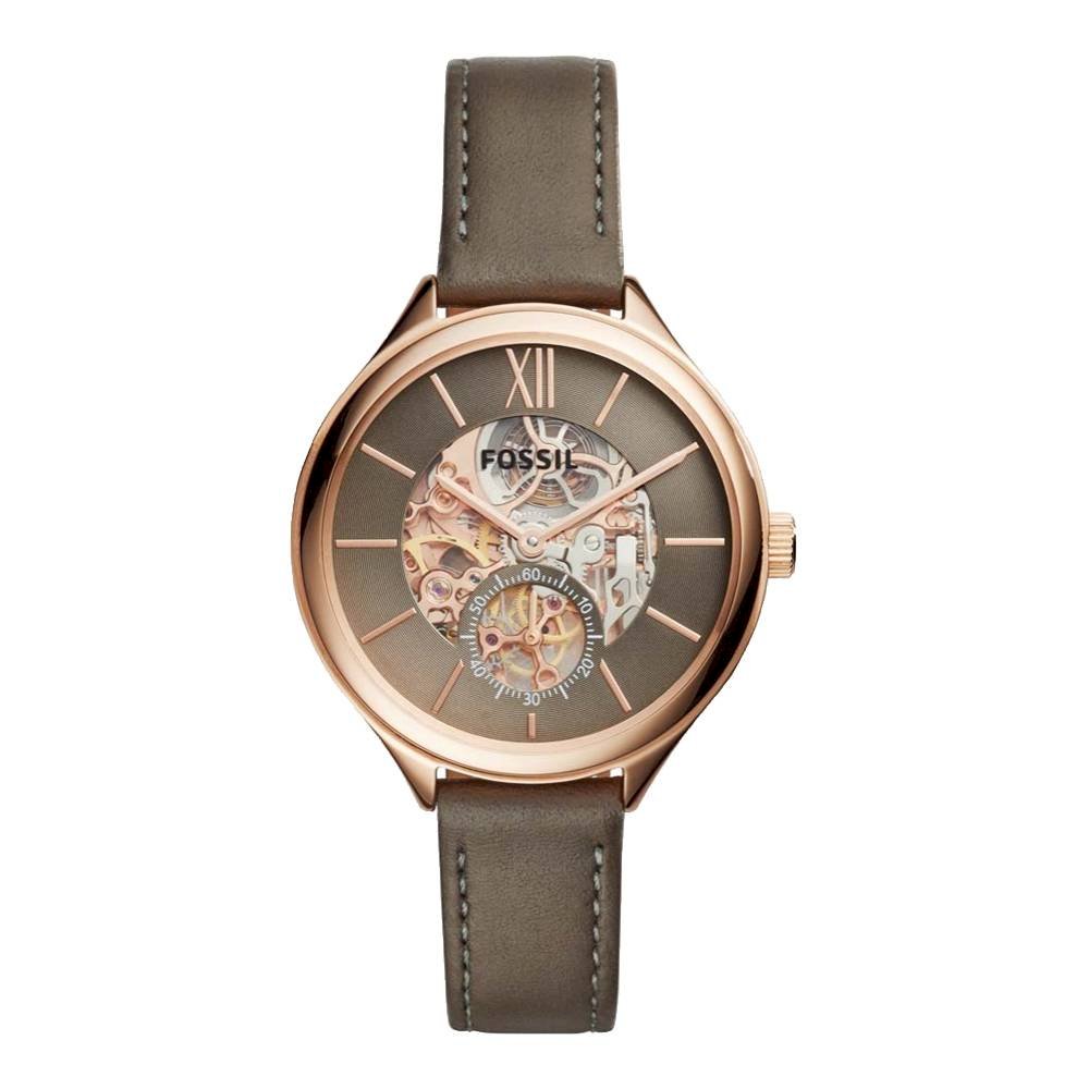  Shop Authentic Fossil Suitor Mechanical Grey Dial Grey Leather Strap Watch for Women - BQ3265 - Luxxuri