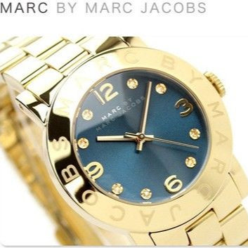  Shop Authentic Marc Jacobs Amy Blue Dial Gold Steel Strap Watch for Women - MBM3166 - Luxxuri