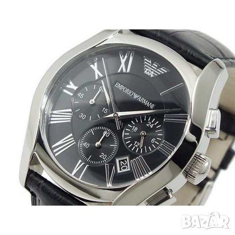  Shop Authentic Emporio Armani Valente Chronograph Black Dial Black Leather Strap Watch For Men - AR1633 - Luxxuri