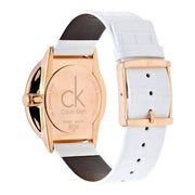 Shop Authentic Calvin Klein Accent White Dial White Leather Strap Watch for Women - K2Y2Y6K6 - Luxxuri