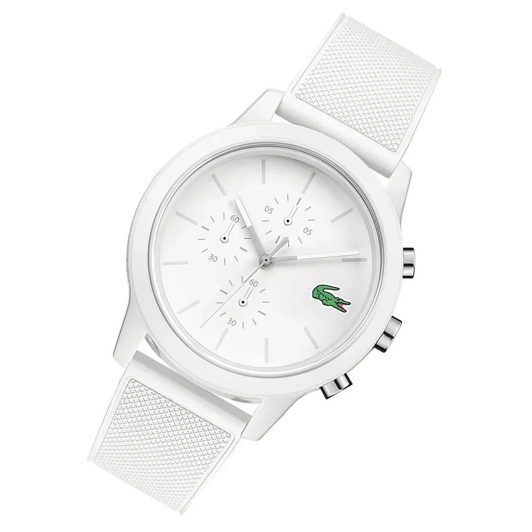 Lacoste 12.12 Chronograph White Dial White Silicon Strap Watch for Men - 2010974