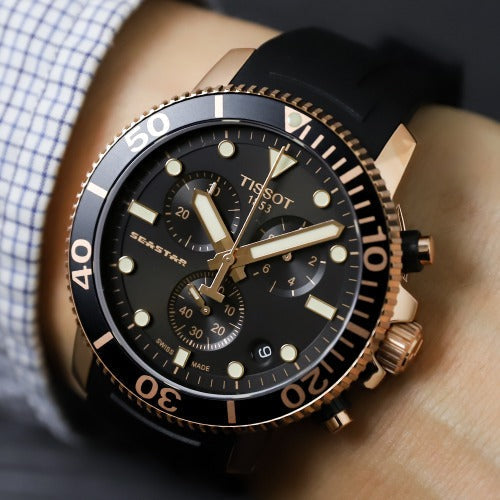  Shop Authentic Tissot Seastar 1000 Chronograph Black Dial Black Rubber Strap Watch For Men - T120.417.37.051.00 - Luxxuri