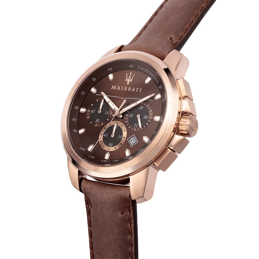  Shop Authentic Maserati Successo Brown Dial Brown Leather Strap Watch For Men - R8871621004 - Luxxuri