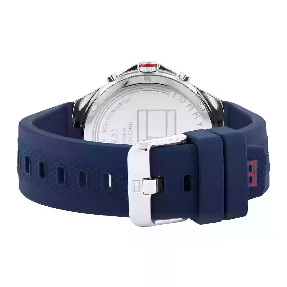 Shop Authentic Tommy Hilfiger Justin Chronograph Blue Dial Blue Rubber Strap Watch for Men - 1792057 - Luxxuri