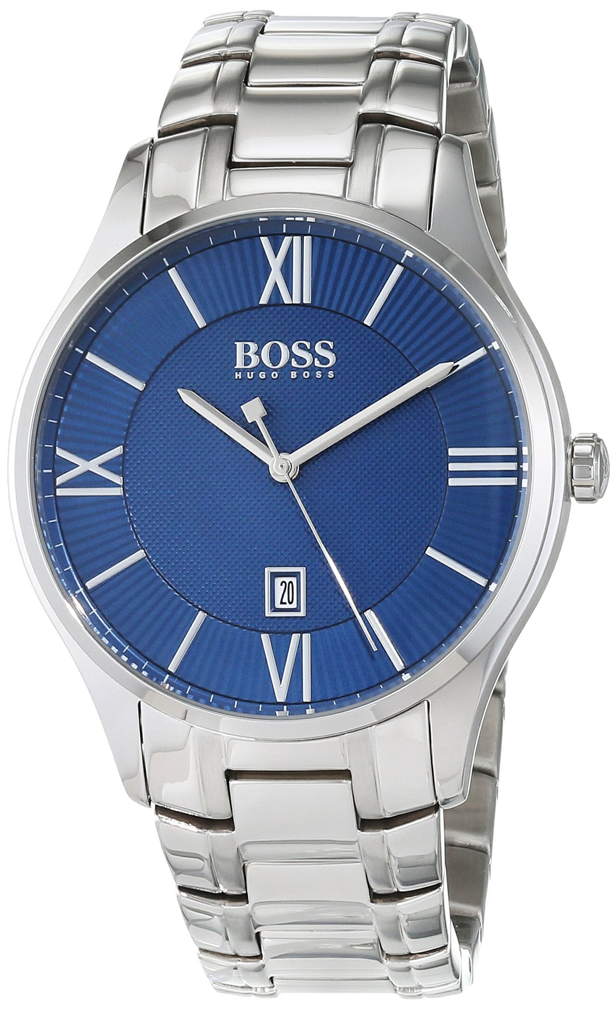  Shop Authentic Hugo Boss Governer Blue Dial Silver Steel Strap Watch for Men - 1513487 - Luxxuri