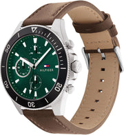  Shop Authentic Tommy Hilfiger Larson Chronograph Green Dial Brown Leather Strap Watch For Men - 1791983 - Luxxuri