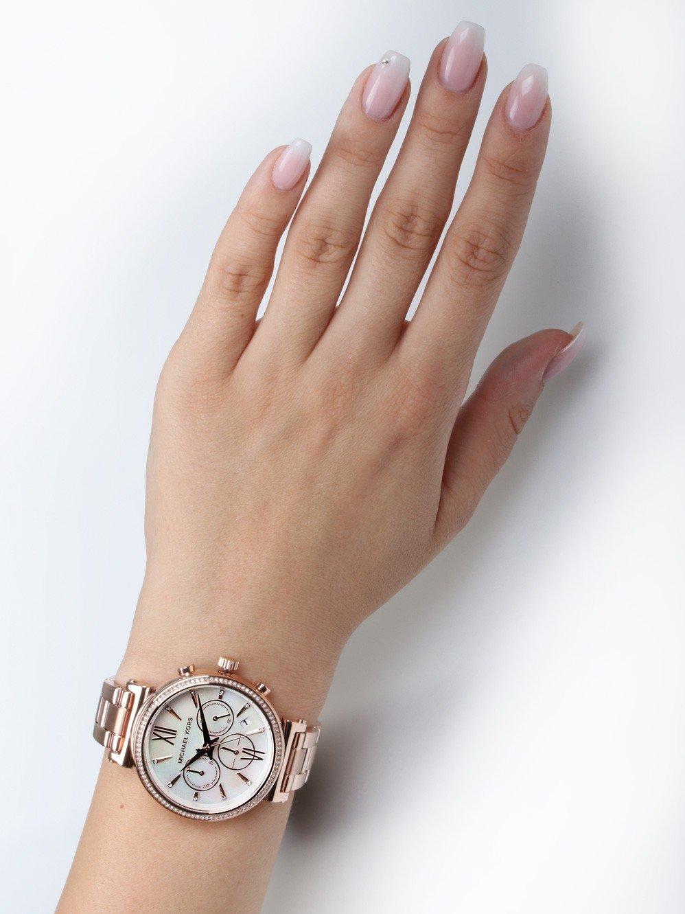  Shop Authentic Michael Kors Sofie Chronograph Mother of Pearl White Dial Rose Gold Steel Strap Watch For Women - MK6576 - Luxxuri