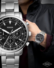 Shop Authentic Fossil Goodwin Chronograph Black Dial Silver Steel Strap Watch for Men - FS5412 - Luxxuri