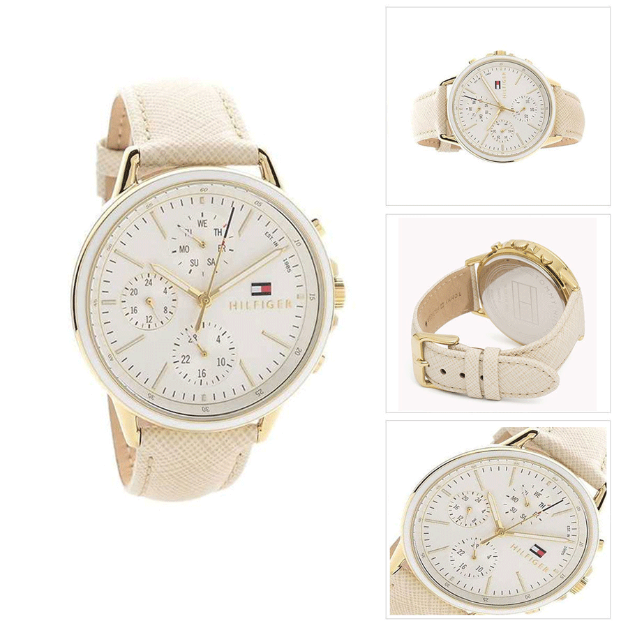  Shop Authentic Tommy Hilfiger Carly Silver Dial Cream Leather Strap Watch for Women - 1781790 - Luxxuri