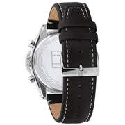  Shop Authentic Tommy Hilfiger Parker Chronograph Quartz Grey Dial Black Leather Strap Watch For Men - 1791838 - Luxxuri