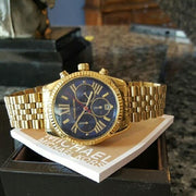  Shop Authentic Michael Kors Lexington Chronograph Blue Dial Gold Steel Strap Watch For Women - MK6206 - Luxxuri