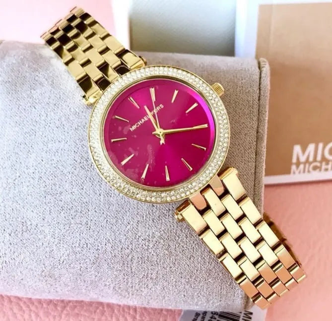  Shop Authentic Michael Kors Darci Pink Dial Gold Steel Strap Watch for Women - MK3444 - Luxxuri
