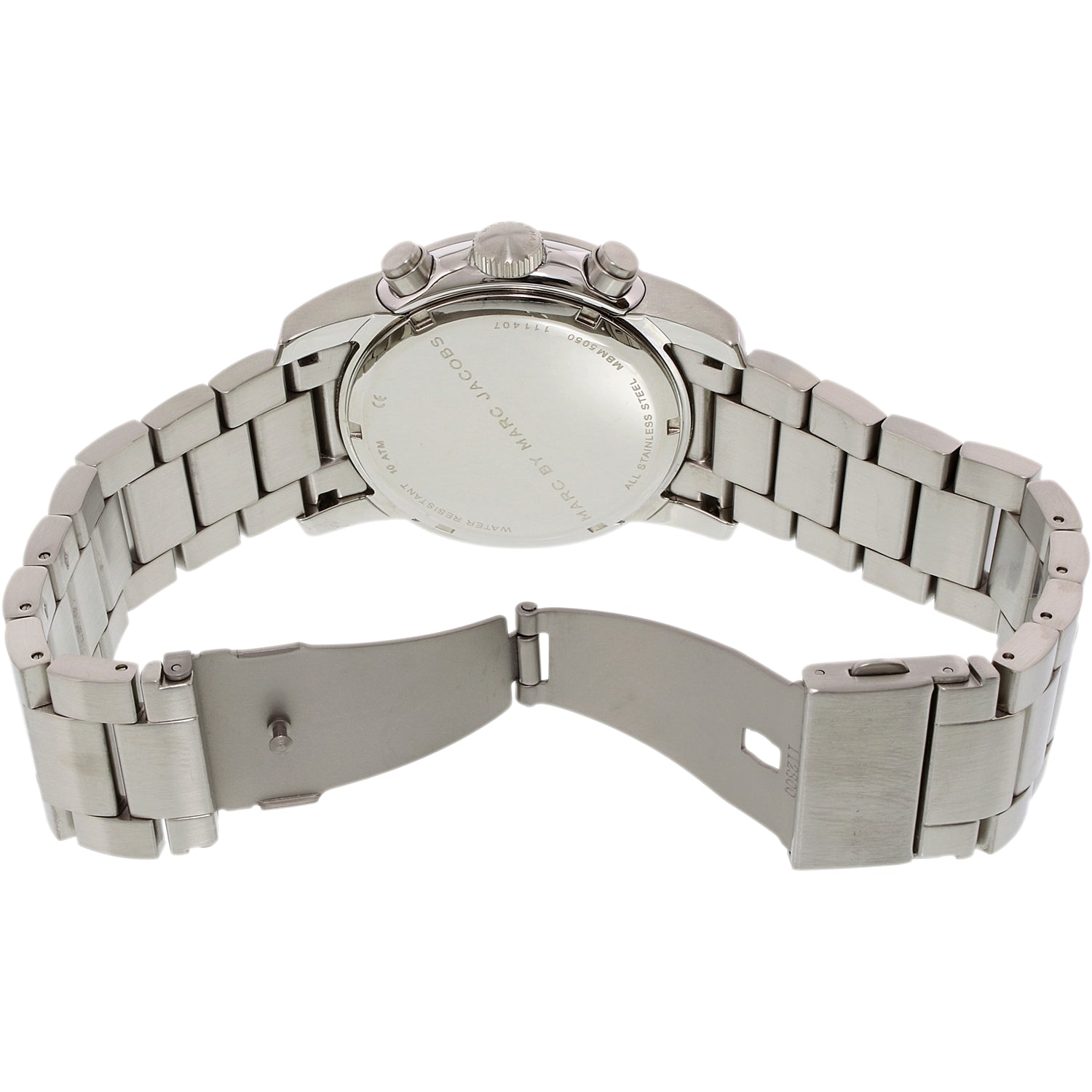  Shop Authentic Marc Jacobs Larry Chronograph Black Dial Silver Steel Strap Watch for Men - MBM5050 - Luxxuri