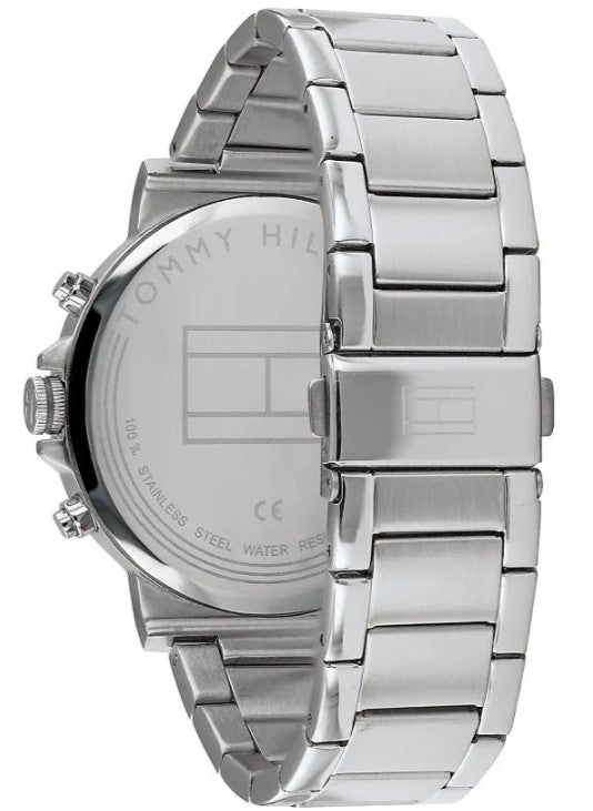  Shop Authentic Tommy Hilfiger Hudson Chronograph White Dial Silver Steel Strap Watch For Men - 1791227 - Luxxuri