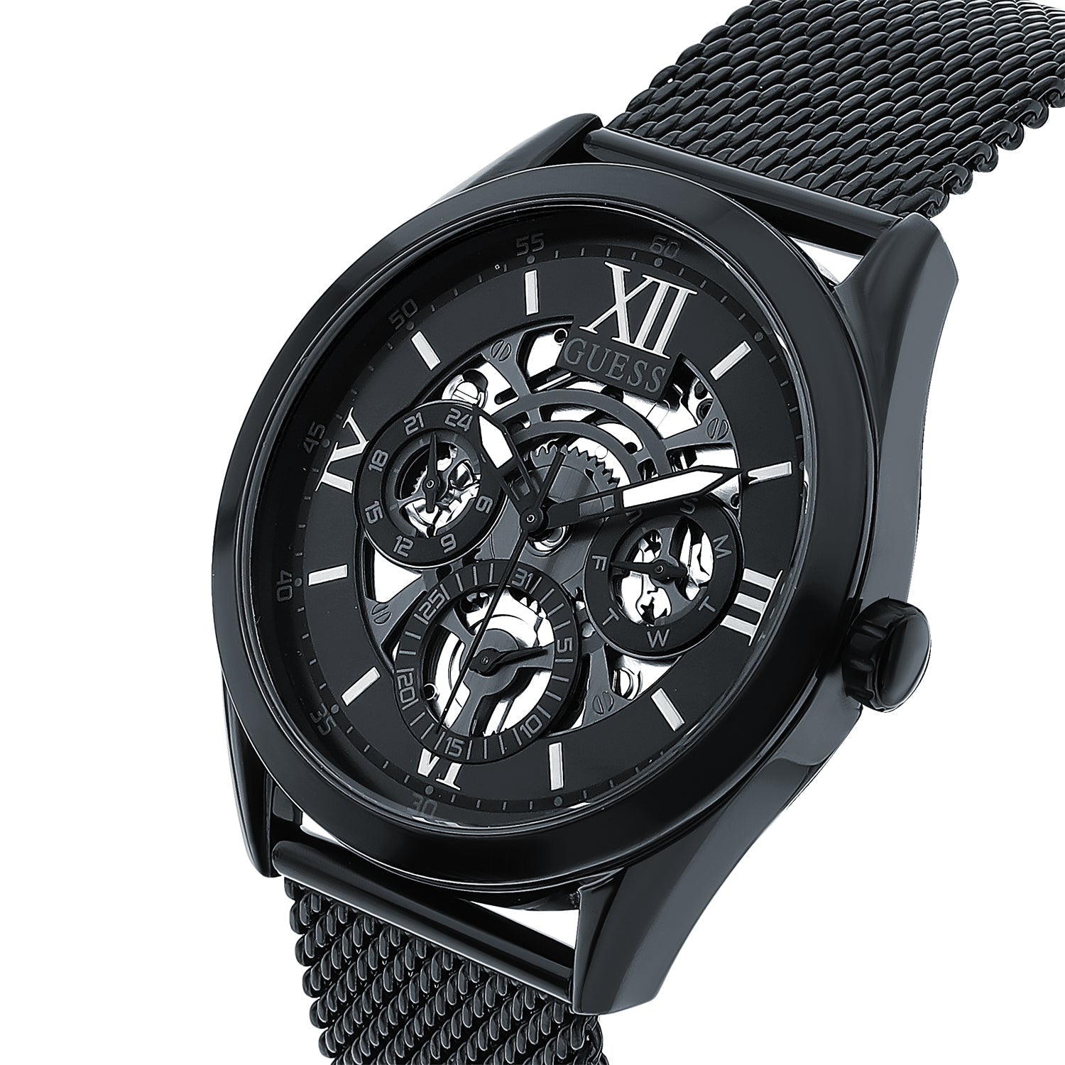  Shop Authentic Guess Analog Multifunction Black Dial Black Mesh Bracelet Watch for Men - GW0368G3 - Luxxuri